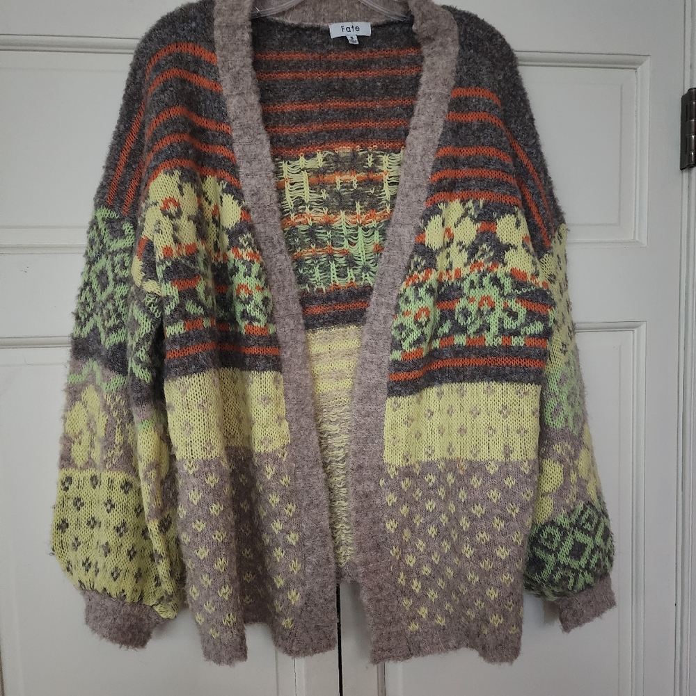 Fate. Women's Colorful Cardigan Oversize .new Condition.pit To Pit 27" - Picture 4 of 7